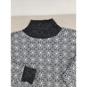 Vintage Garland Wool Sweater Women's Large Black White Geometric Knit